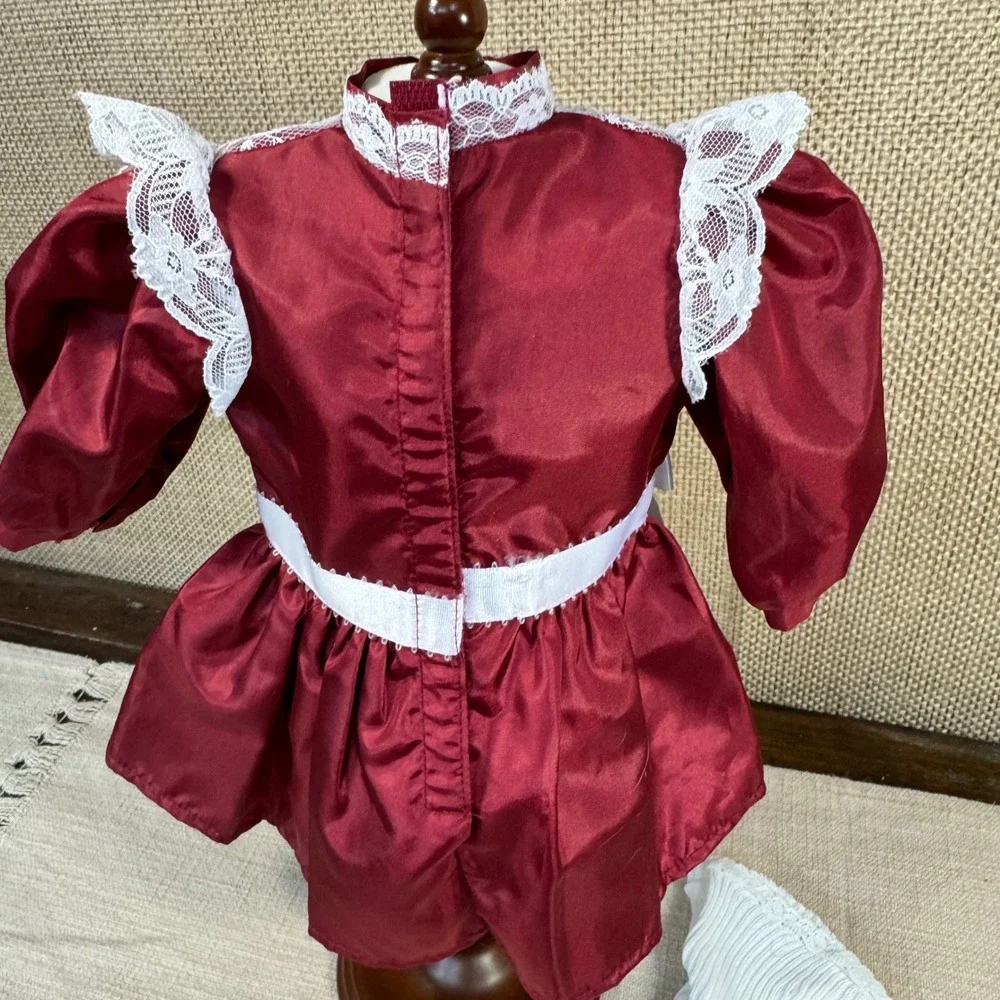 Pleasant Company American Girl Samantha Cranberry Christmas Dress Ribbon Tights - Picture 8 of 11
